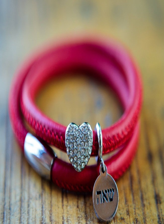 Agenda Valentine Day Leather Charms Bangle for Women with Stainless Steel Charms Judaica Inspirational Bracelet Jewelry kabbalah LOVE - Image 3