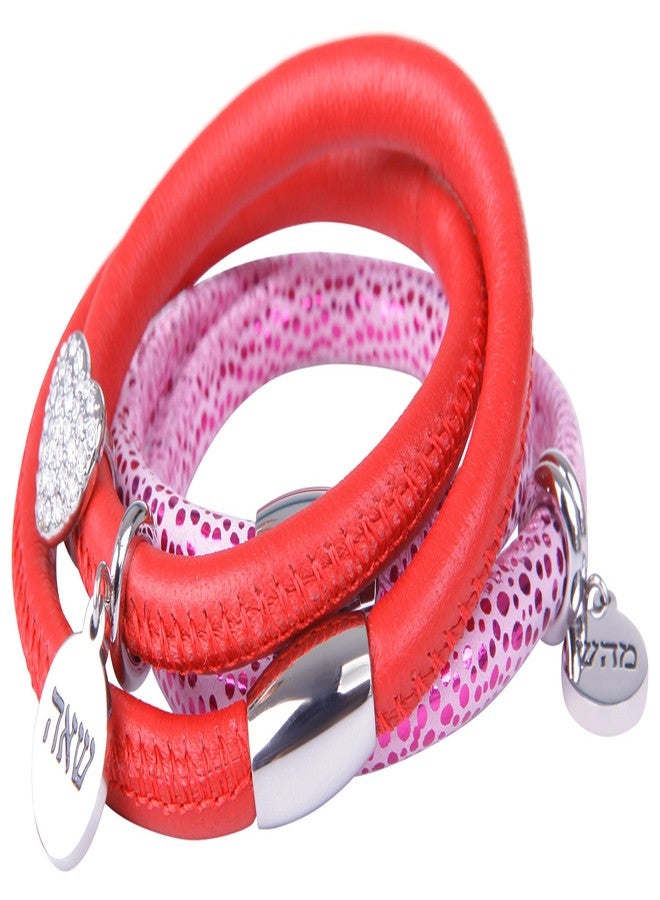 Agenda Valentine Day Leather Charms Bangle for Women with Stainless Steel Charms Judaica Inspirational Bracelet Jewelry kabbalah LOVE - Image 4