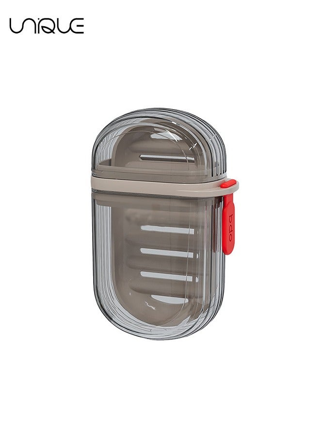 يونيك حقيبة صابون السفر ، حاوية صابون مانعة للتسرب مع غطاء ، حامل صابون بار محمول للسفر ، صحن صابون للحمام ، دش ، صالة ألعاب رياضية ، مدرسة ، تخييم ، إجازة ، في الهواء الطلق - شفاف - أسود - Image 1