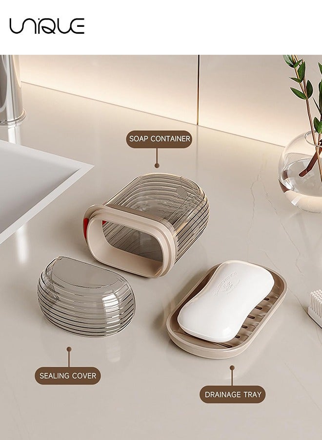 يونيك حقيبة صابون السفر ، حاوية صابون مانعة للتسرب مع غطاء ، حامل صابون بار محمول للسفر ، صحن صابون للحمام ، دش ، صالة ألعاب رياضية ، مدرسة ، تخييم ، إجازة ، في الهواء الطلق - شفاف - أسود - Image 3