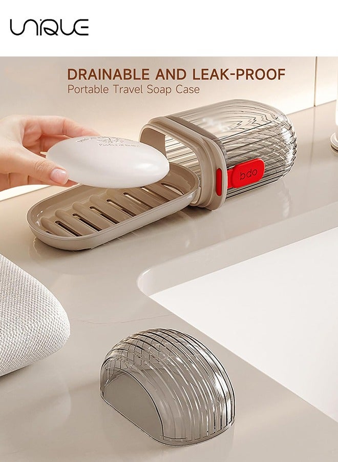 يونيك حقيبة صابون السفر ، حاوية صابون مانعة للتسرب مع غطاء ، حامل صابون بار محمول للسفر ، صحن صابون للحمام ، دش ، صالة ألعاب رياضية ، مدرسة ، تخييم ، إجازة ، في الهواء الطلق - شفاف - أسود - Image 4