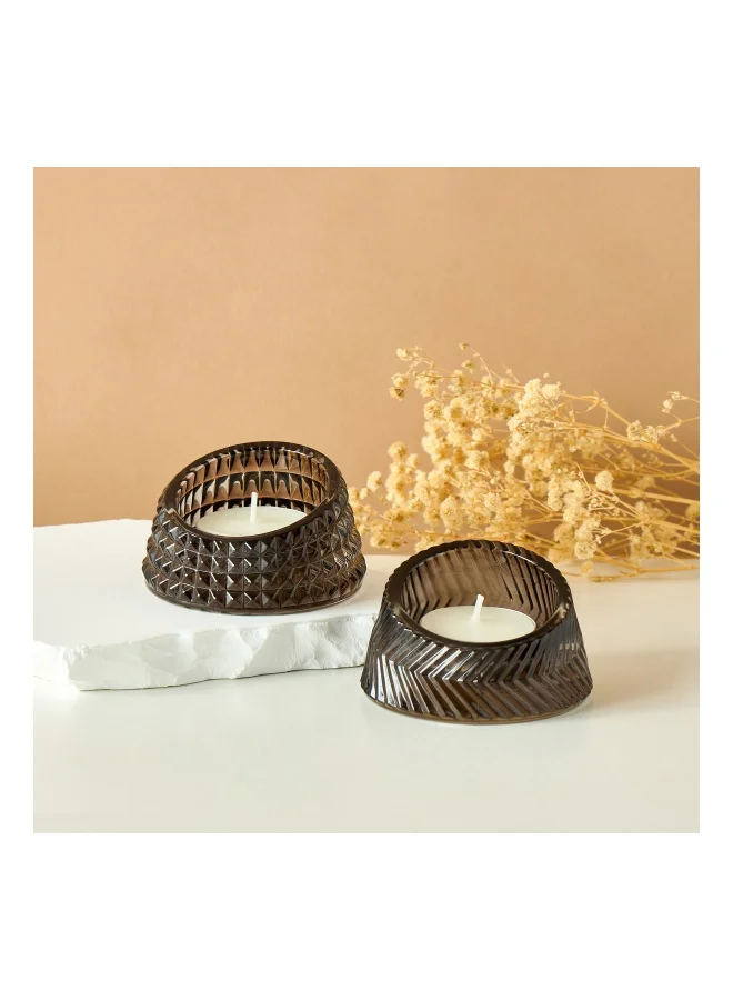 LIFESTYLE Textured 2-Piece Glass Candleholder Set