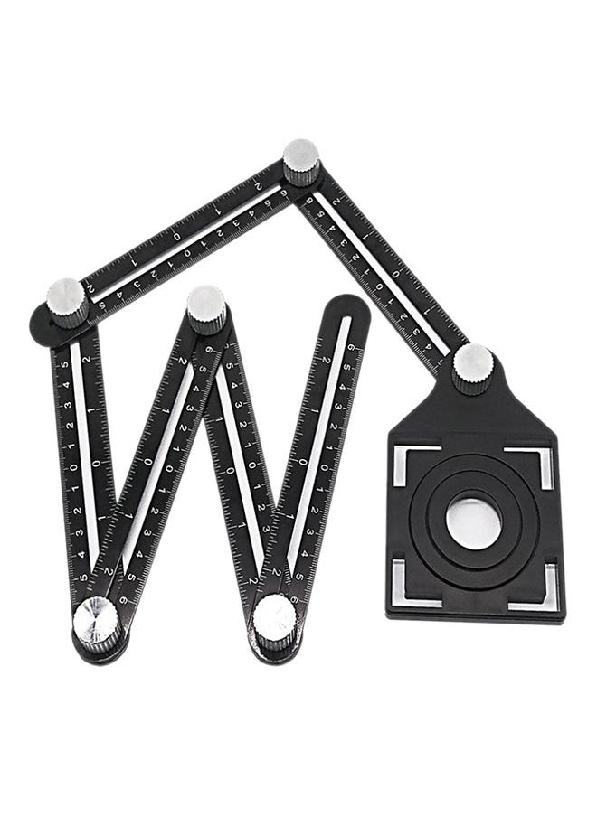 Generic Six-folding Ruler Tile Punching Tool Black 