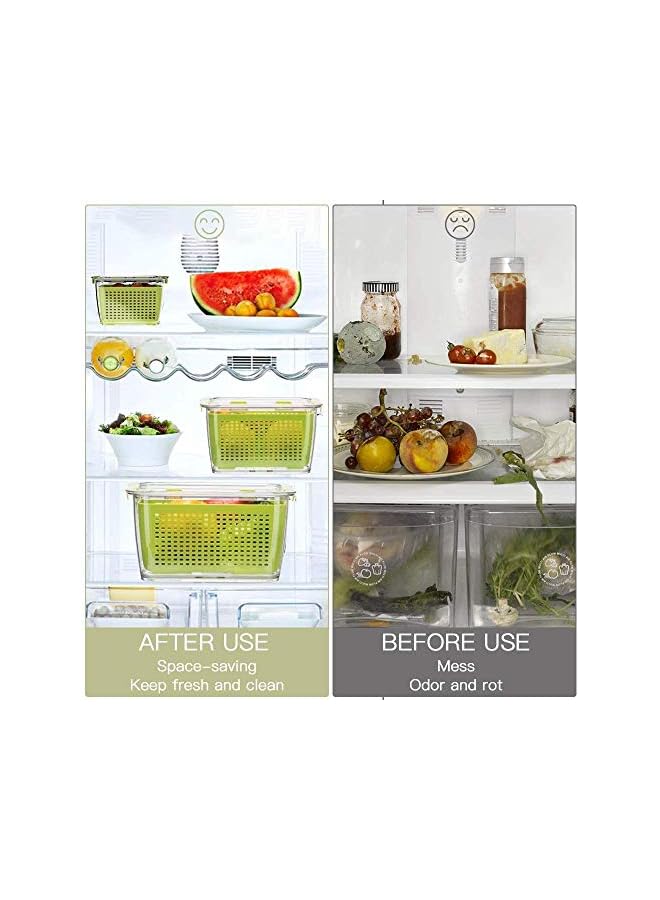 IAF Fresh Container, 3PACK Produce Saver Container BPA Free Fridge Organizer for Vegetable Fruit and Salad Partitioned Food Storage Container with Vents Stay Fresh Containers Not Dishwashers Safe - Image 5
