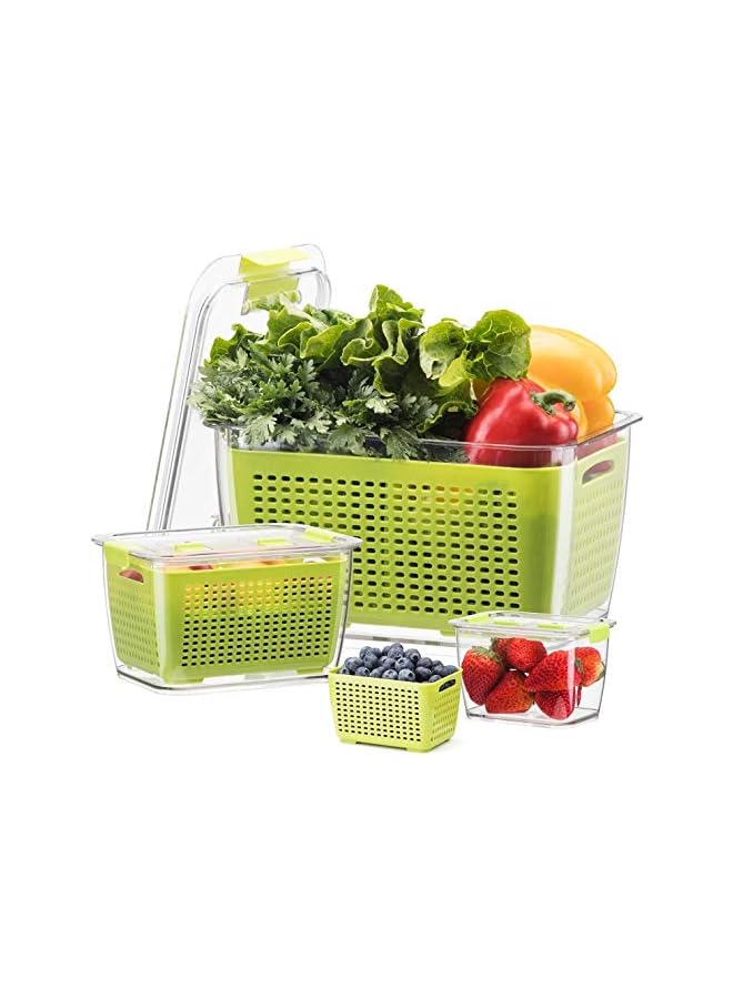 IAF Fresh Container, 3PACK Produce Saver Container BPA Free Fridge Organizer for Vegetable Fruit and Salad Partitioned Food Storage Container with Vents Stay Fresh Containers Not Dishwashers Safe - Image 2