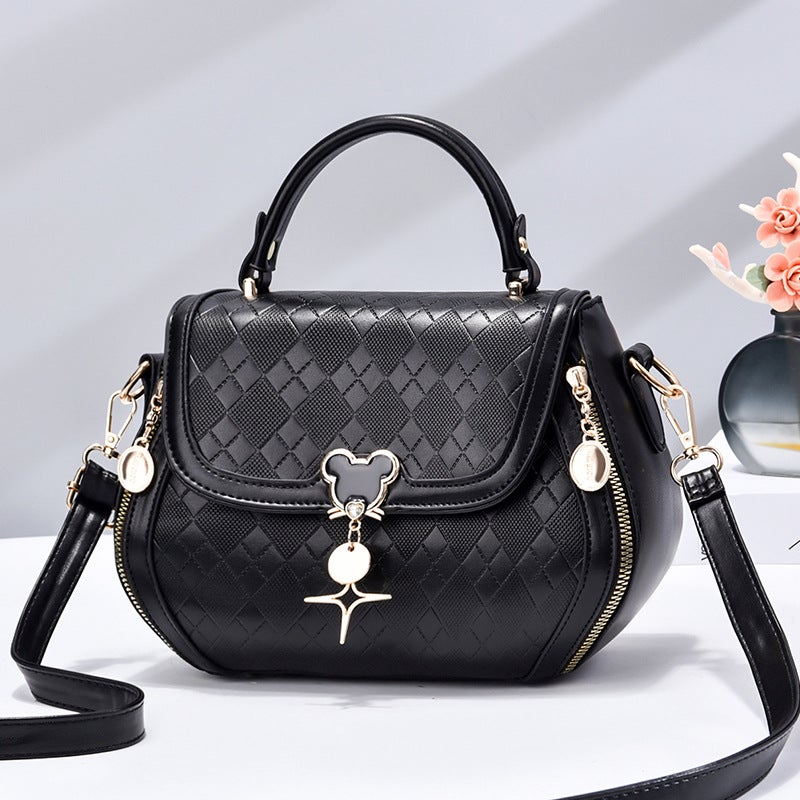 Bag Women'S 2022 New Arrival Trendy Korean Style Rhombic Popular All-Match Single Shoulder Crossbody Bag Simple Fashionable Portable Saddle Bag - Image 2