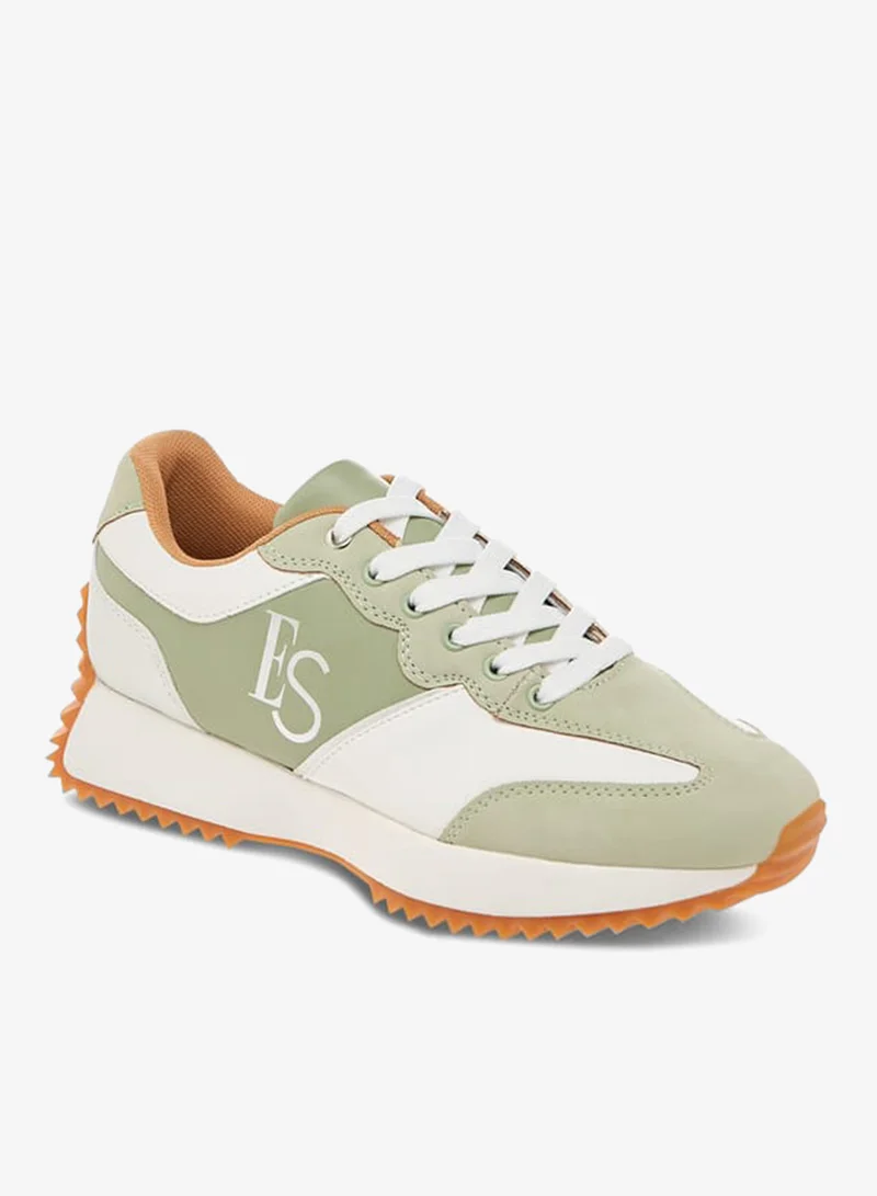 ELLE Women's Panelled Sneakers With Lace-Up Closure