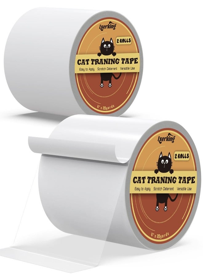 Lzerking ScratchGuard Cat Furniture Protector Tape - 2 Rolls, Clear Double Sided, 4in20 Yards - Image 1
