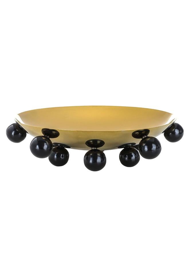 السيف  حامل تقديم من الفولاذ الأسود بأرجل كروية مقاس 29 × 29 × 8 سم، دائري باللون الذهبي - Image 1