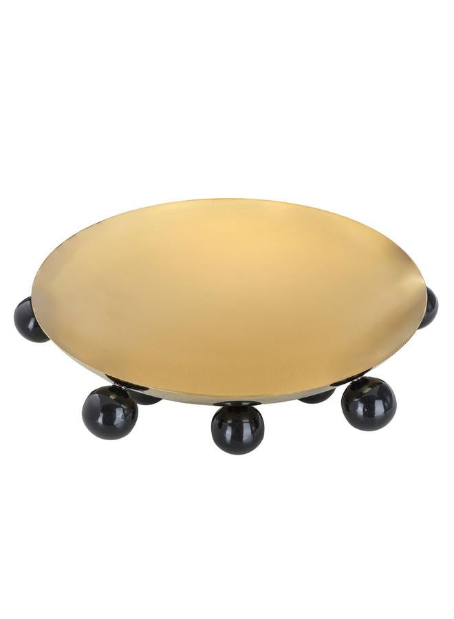 السيف  حامل تقديم من الفولاذ الأسود بأرجل كروية مقاس 29 × 29 × 8 سم، دائري باللون الذهبي - Image 2