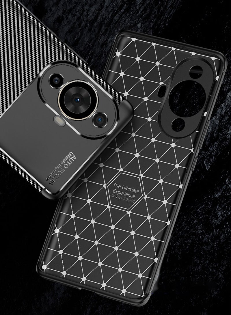 AUTO FOCUS Huawei Nova 11 pro Case Cover, Ultra Slim Shock Absorption Soft TPU Carbon Fiber Silicone Protective Cover Case for Huawei Nova 11 pro Phone Case (Black) - Image 3