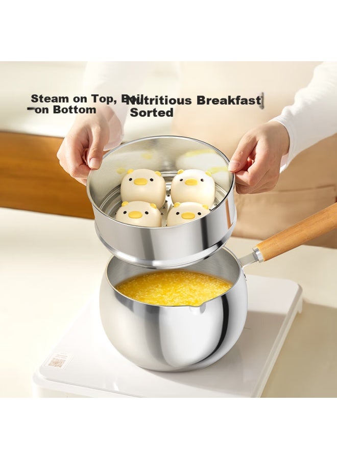 Plodon Baby Food Supplement Pot Milk Pot 316l Stainless Steel Non-coating Soup Pot Small Frying Pan Steaming And Cooking Integrated Baby Food Supplement Pot - Image 4