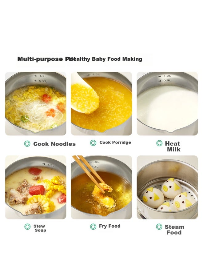 Plodon Baby Food Supplement Pot Milk Pot 316l Stainless Steel Non-coating Soup Pot Small Frying Pan Steaming And Cooking Integrated Baby Food Supplement Pot - Image 2