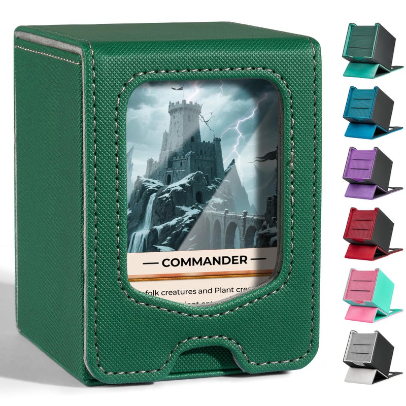Fabmaker Deck Box Compatible with MTG Commander, (patent Pending) Magnetic Trading Card Storage Box with Commander, Fits 100 Double-Sleeved Cards, Card Box Compatible with Magic the Gathering - Image 1