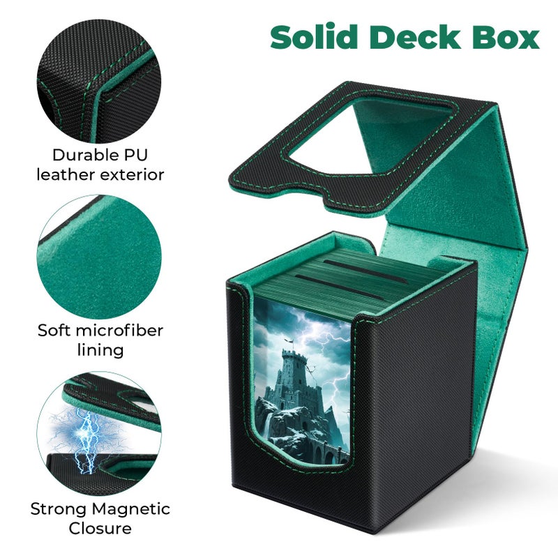 Fabmaker Deck Box Compatible with MTG Commander, (patent Pending) Magnetic Trading Card Storage Box with Commander, Fits 100 Double-Sleeved Cards, Card Box Compatible with Magic the Gathering - Image 4