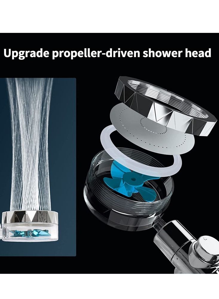 Shower Heads, High Pressure Handheld Turbo Fan Shower, Hydro Jet Shower Head Kit and Pause Switch, Water Softener Shower Head Hydro Shower Jet Head Turbo charged Shower Head Blue - Image 5