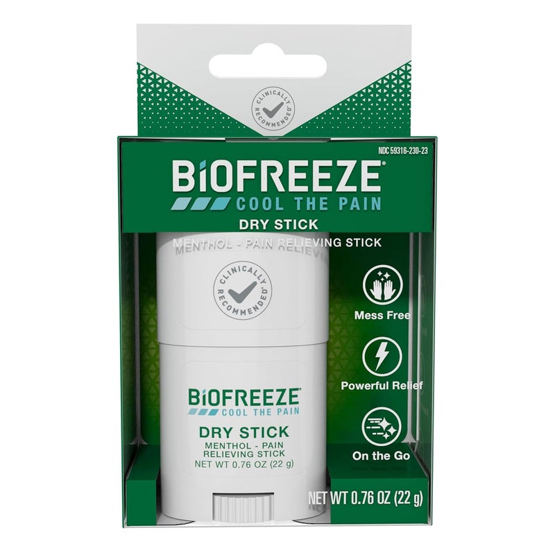 Biofreeze Dry Stick MessFree Relief for Neck Shoulder Knee Hip Hand  Joint Cooling Menthol Pain Relief Stick 100 Uses - Image 1