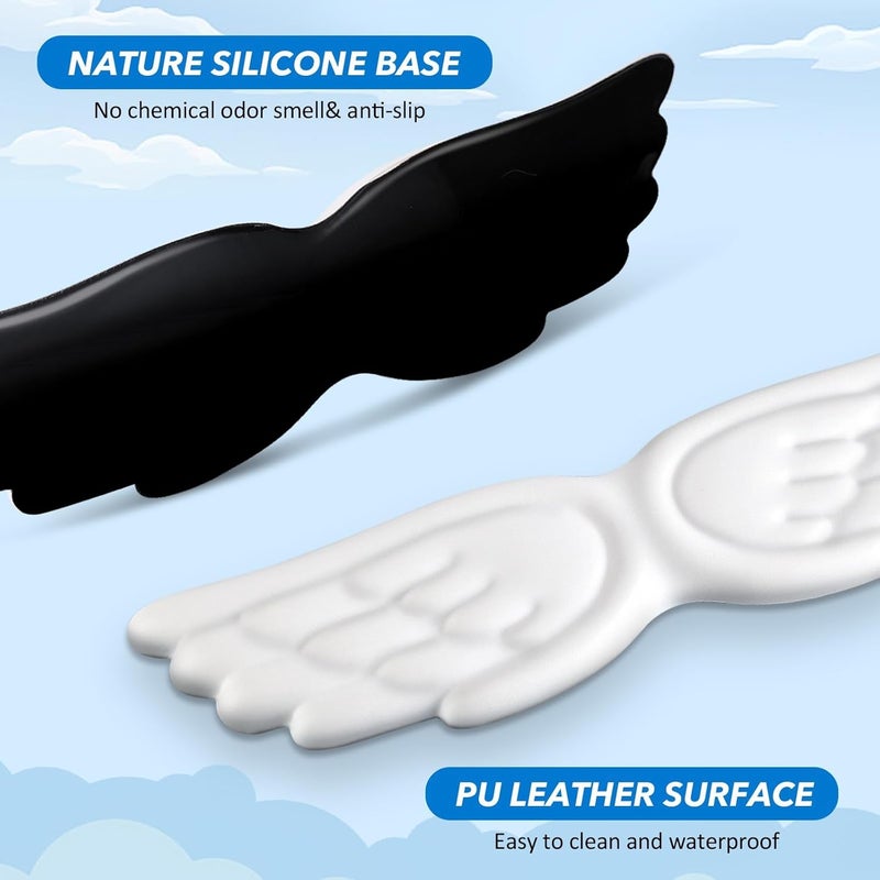 NALACAL مسند معصم لوحة المفاتيح Angel Wing، وسادة معصم ماوس من إسفنج الذاكرة 3 في 1، مسند معصم لوحة ماوس للكمبيوتر واللاب توب، مسند معصم ناعم للوحة المفاتيح، كتابة سهلة وتخفيف الألم، لون أبيض - Image 5