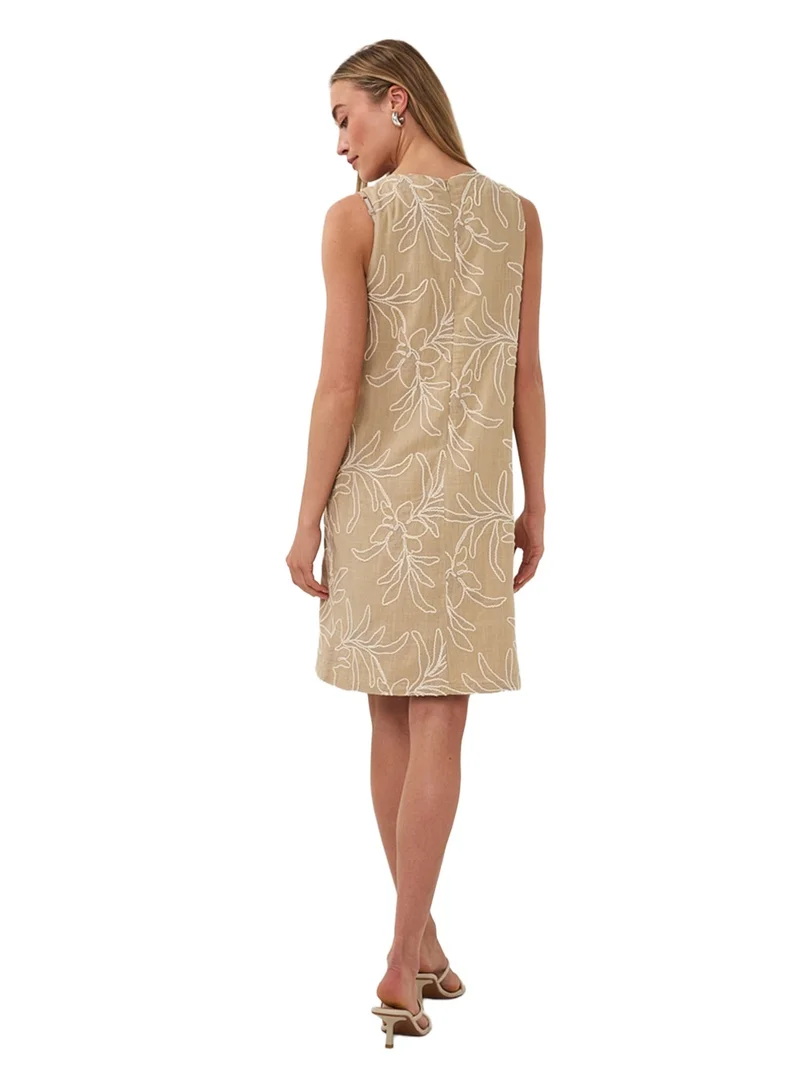 Esqualo beige Esqualo Dress Flower Embroidery for Women | Best Price UAE