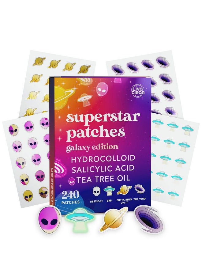 LivaClean - 240 Ct Superstar Pimple Patches Galaxy Edition W/Salicylic Acid & Tea Tree Oil Pimple Patches Cute Pimple Patches For Face Pimple Patch Hydrocolloid Acne Patches - Image 1