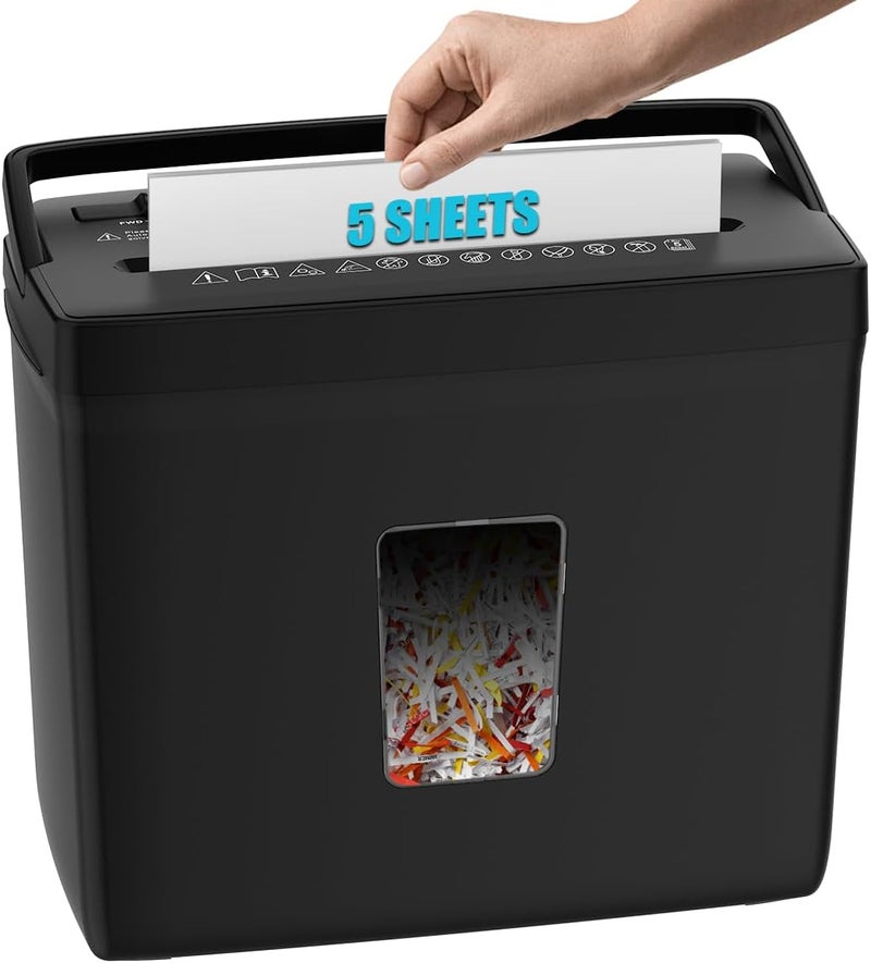 Woolsche Paper Shredder for Home,5 Sheet Desktop Cross Cut with 2.38-Gallon Basket Shredder,P-4 Security Level, 4-Mode Design, Shreds Paper/Credit Card - Durable, with Jam Proof Function for Home - Image 1