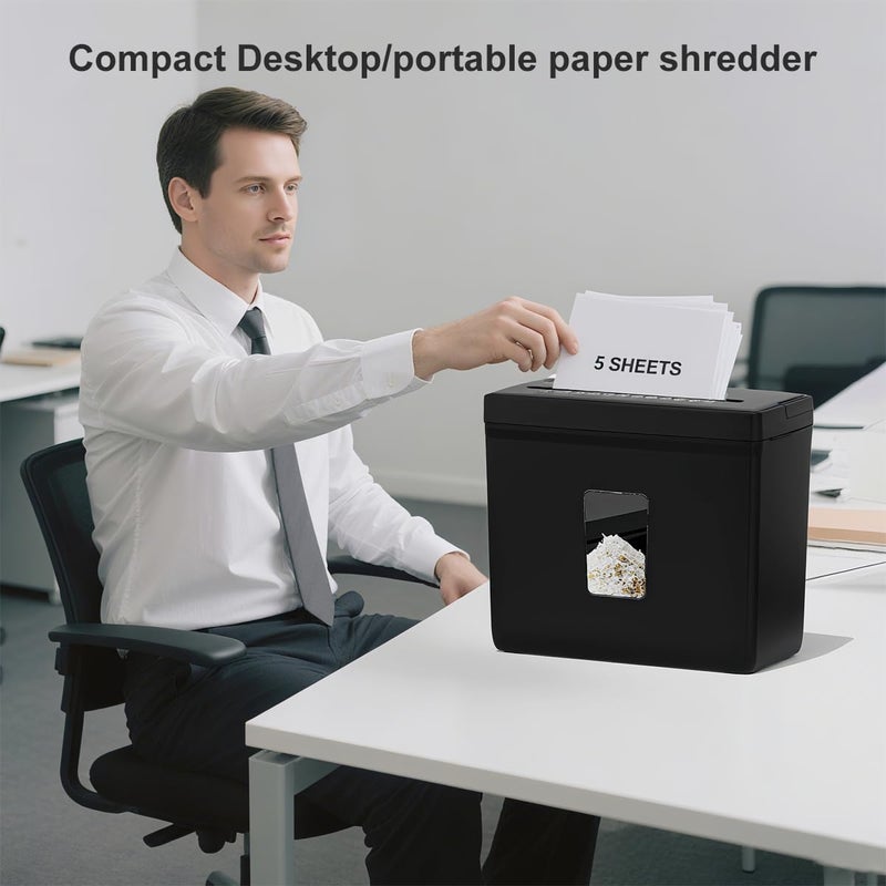Woolsche Paper Shredder for Home,5 Sheet Desktop Cross Cut with 2.38-Gallon Basket Shredder,P-4 Security Level, 4-Mode Design, Shreds Paper/Credit Card - Durable, with Jam Proof Function for Home - Image 4
