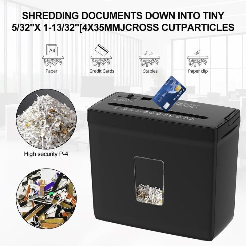 Woolsche Paper Shredder for Home,5 Sheet Desktop Cross Cut with 2.38-Gallon Basket Shredder,P-4 Security Level, 4-Mode Design, Shreds Paper/Credit Card - Durable, with Jam Proof Function for Home - Image 3