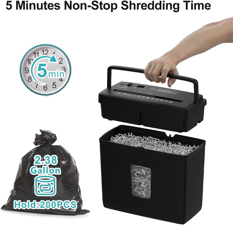 Woolsche Paper Shredder for Home,5 Sheet Desktop Cross Cut with 2.38-Gallon Basket Shredder,P-4 Security Level, 4-Mode Design, Shreds Paper/Credit Card - Durable, with Jam Proof Function for Home - Image 2