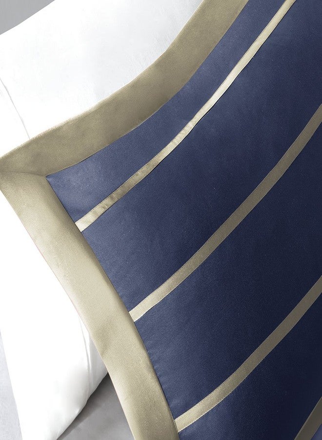 Intelligent Design Ashton Duvet Modern Casual Vibrant Colorblock Design, All Season Comforter Cover Teen Bedding, Boys Bedroom Décor, King/Cal King, Khaki/Navy 4 Piece - Image 5