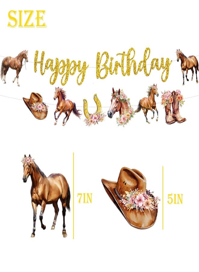 Chictry Horse Happy Birthday Banners Horse Theme Party Decorations Baby Shower Wild Horse Racing Party Supplies - Image 2