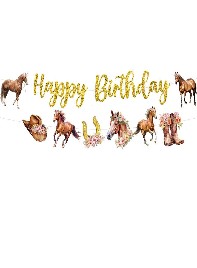 Chictry Horse Happy Birthday Banners Horse Theme Party Decorations Baby Shower Wild Horse Racing Party Supplies - Image 1