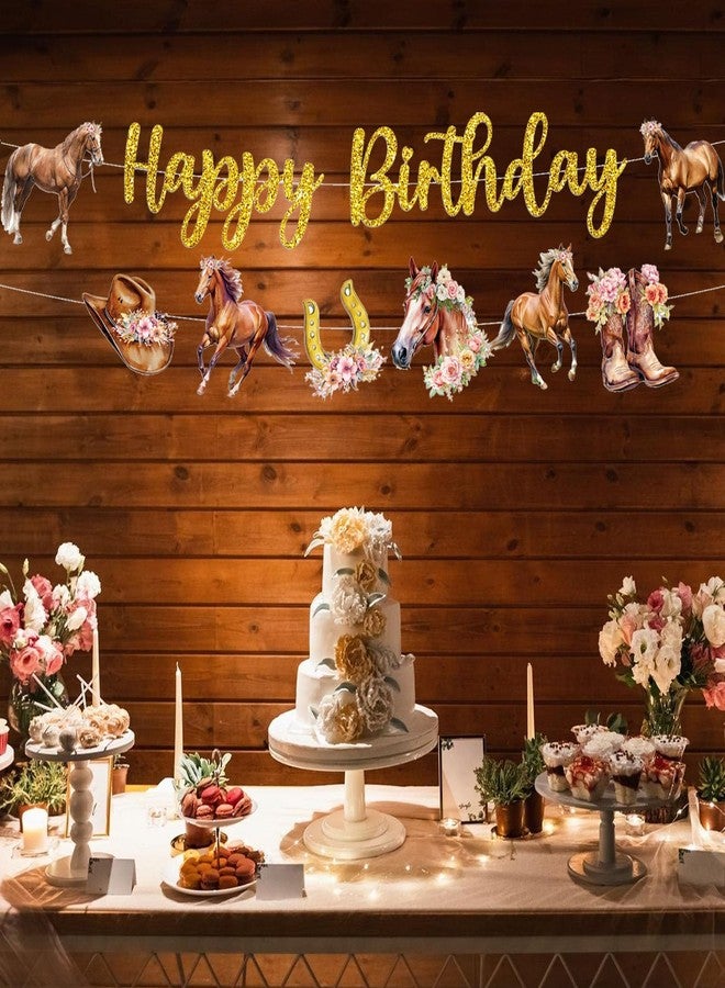 Chictry Horse Happy Birthday Banners Horse Theme Party Decorations Baby Shower Wild Horse Racing Party Supplies - Image 3