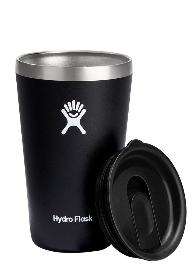 هايدرو فلاسك كوب من الفولاذ المقاوم للصدأ سعة 16 أونصة مع غطاء وعزل فراغ مزدوج الجدار - Image 1