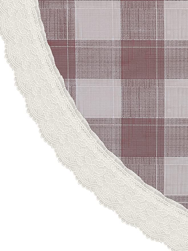 CASANEST Printed PVC PVC Maroon Checked 6 Seater 72inch Round Table Cover printed007 - Image 4