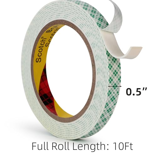Bulina 3M Double Sided Foam Tape 0.5" x 10Ft, Double Coated Urethane Foam Tape Adhesion Polyurethane for Bonding Attaching Mounting Interior Signage Nameplates DIY Card, 1 Pack, White - Image 3