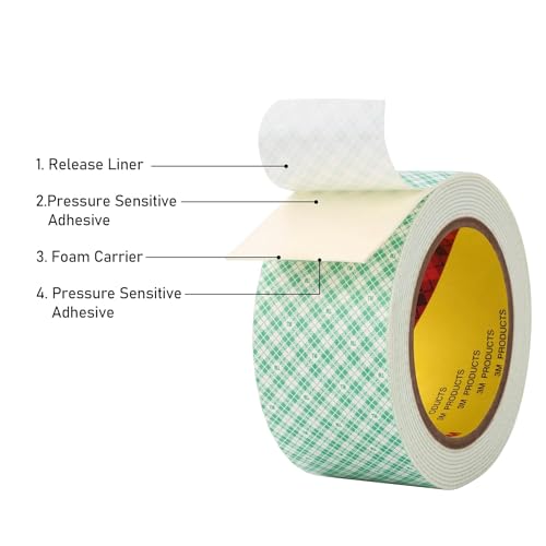 Bulina 3M Double Sided Foam Tape 0.5" x 10Ft, Double Coated Urethane Foam Tape Adhesion Polyurethane for Bonding Attaching Mounting Interior Signage Nameplates DIY Card, 1 Pack, White - Image 4