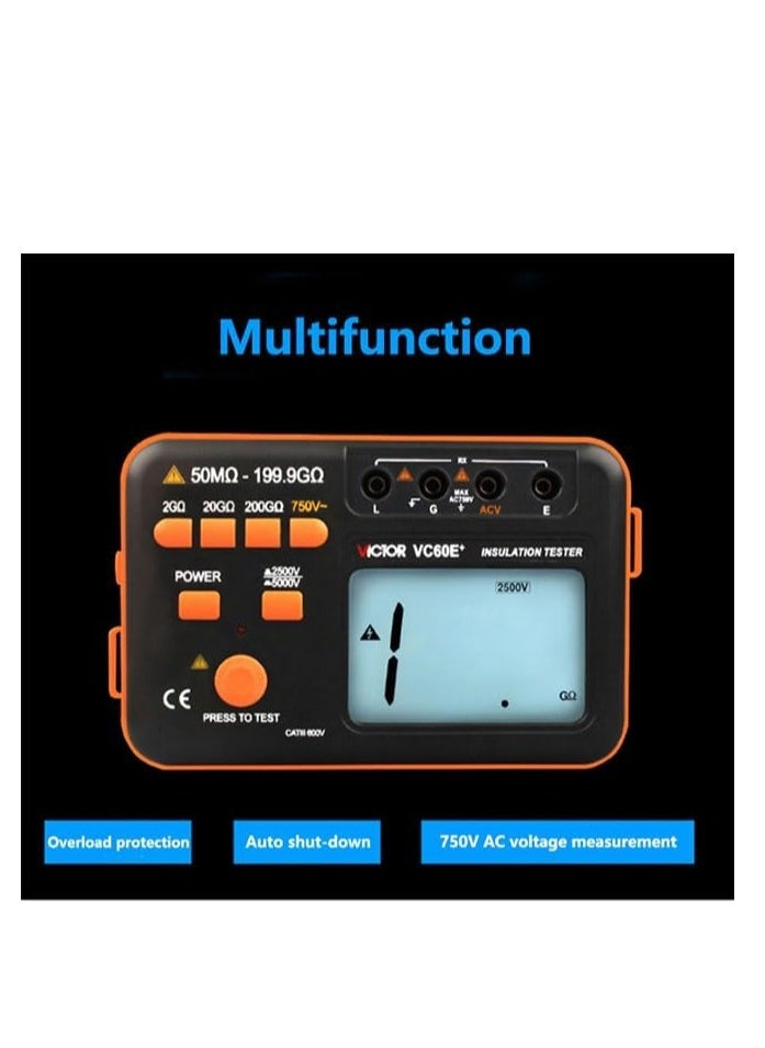 Victor - Victor VC60B+ VC60D+ VC60E+ 10000V/2500V/5000V Digital Insulation Resistance Tester Digital Megohmmeter(Victor VC60B+) - Image 1