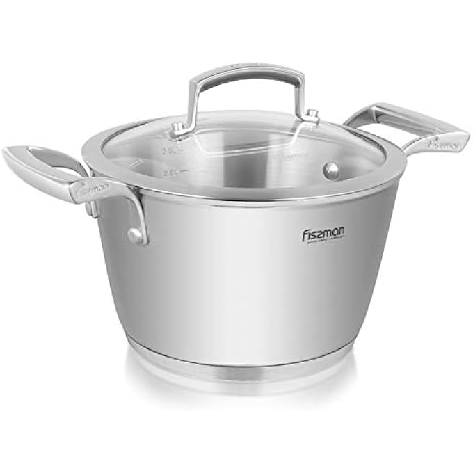 فيسمان قدر ميلينيوم 18×10 سم 21 لتر مع غطاء زجاجي من الفولاذ المقاوم للصدأ - Image 1