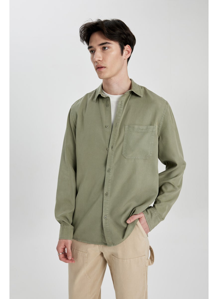 Man Regular Fit Tencel Long Sleeve Shirt