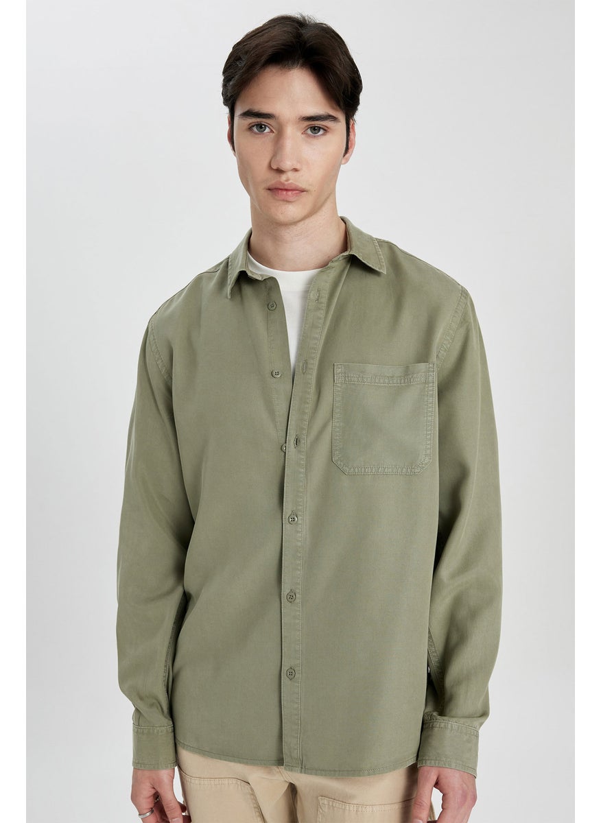 Man Regular Fit Tencel Long Sleeve Shirt