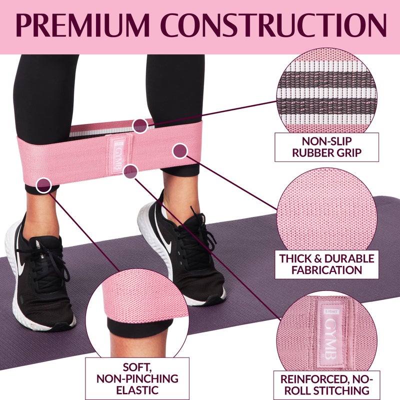 Gymbee Resistance Bands for Working Out - Exercise Bands to Workout Glutes, Thighs & Legs - No-Slip Cloth Booty Belt for Gym & Home Fitness, Yoga, Strength & Pilates for Men/Women - 3 Levels - Image 3
