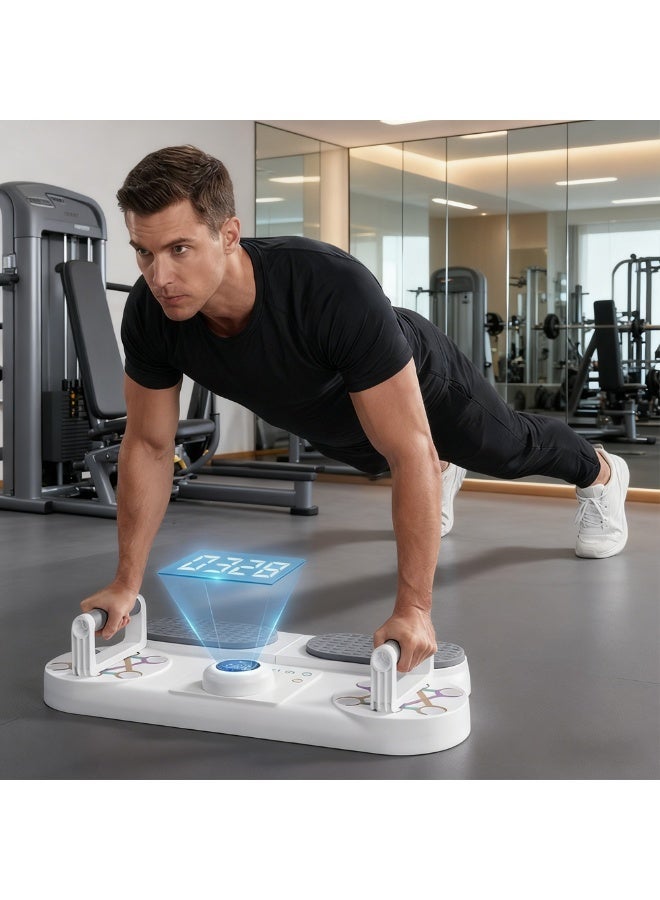 لوحة دعم تمرين الضغط المنزلية معدات اللياقة البدنية لوحة تمرين الضغط القابلة للتعديل للجنسين مثالية لتدريب عضلات الصدر والبطن والذراعين والعضلات الأساسية لوحة تمرين الضغط المحمولة تتيح ممارسة تمارين كاملة للجسم - Image 1