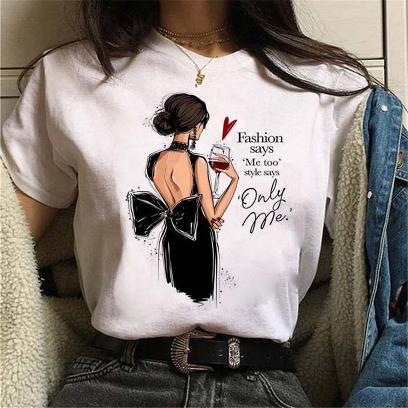 [Same day] cross-border supply of T-shirt printed T-shirt women's short-sleeved women's clothing - Image 1