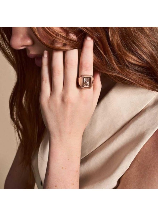 Hiras Unisex Rose Gold Square Watch Ring Finger Watch- Stainless Steel Band with Quartz Movement, Minimalist Fashion Accessory Pocket Watch for Men & Women - Image 2