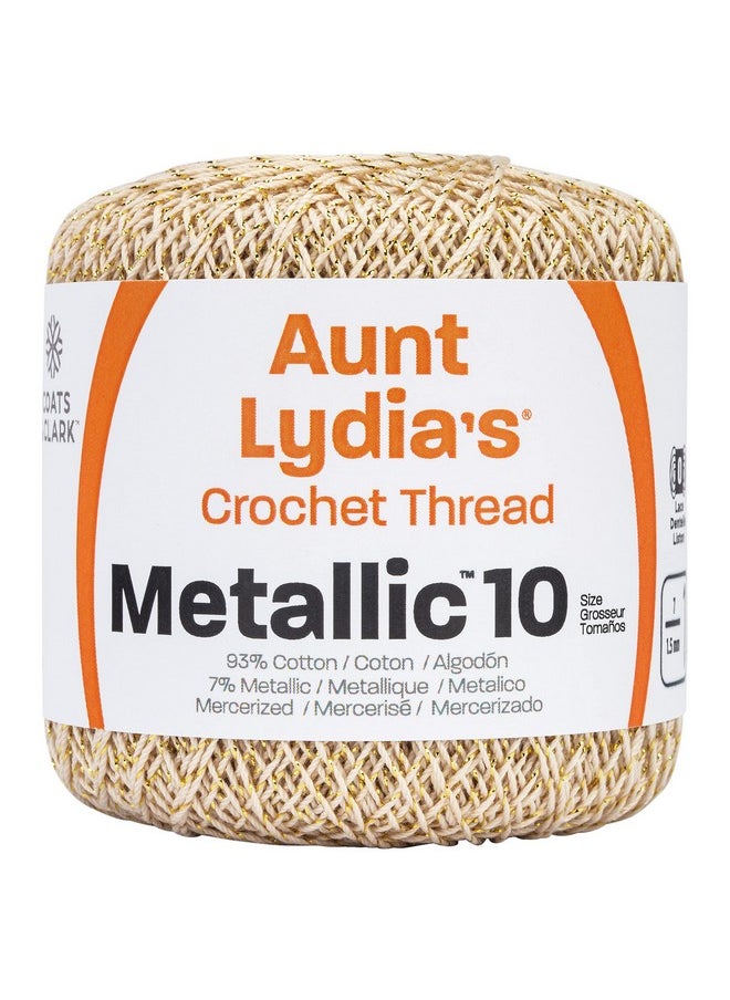 RED HEART - Coats Crochet 154M.0226G Aunt Lydia'S Cotton Metallic Size 10 Natural/Gold - Image 1