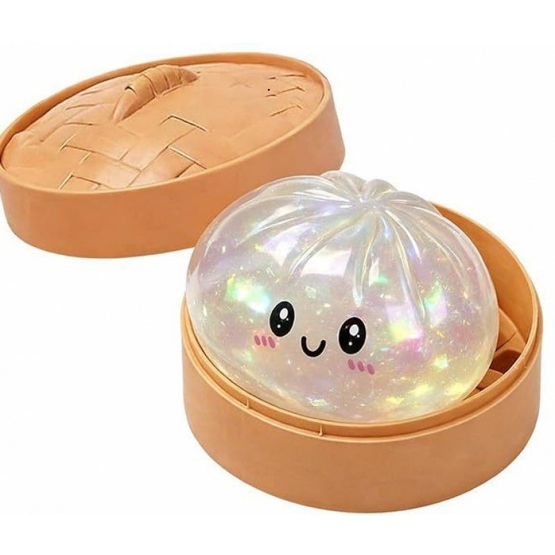 Giant Glitter Dumpling, Giant Dumpling Squishy, Mega Rainbow Dumplings, Cute Anxiety Relief Fidget Dumpling, Soft Squeeze Decompression Dough for Adults/Transparent white - Image 1