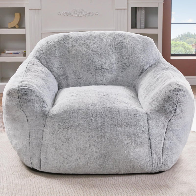 Homguava Beanbag Chair Bean Bag Chairs for Adults Bean Bags Giant Bean Bag Sofa with Spacious Cushion Bean Bag Couch with Armrest Large Bean Bag Chair with Filler for Living Room Bedroom Light Grey