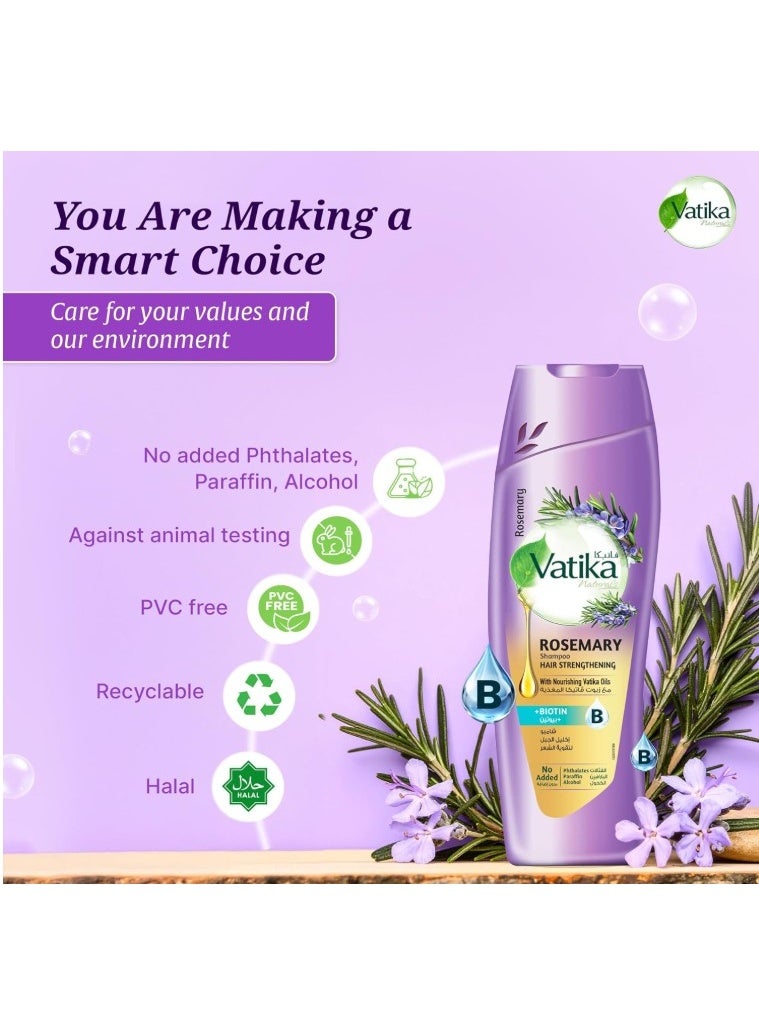 Vatika Naturals Rosemary Shampoo for Hair Strengthening (2x400ml) | Infused with Biotin | Promotes Stronger Hair Growth, Prevents Hair Fall | No Phthalates, Paraffin or Alcohol | Super Value Pack - Image 2