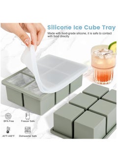Eworld Pack of 3 Stackable Ice Cube Tray Set, Flexible 6 Cavity Large Ice Cube Molds with Leak-Proof Lids, BPA Free Silicone, Slow Melting 1.9-Inch Cubes for Drinks and Juice  - Image 5
