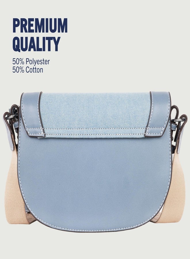 True Religion Saddle Bag, Women's Dark Denim Logo Shoulder Purse Handbag, Denim - Image 5